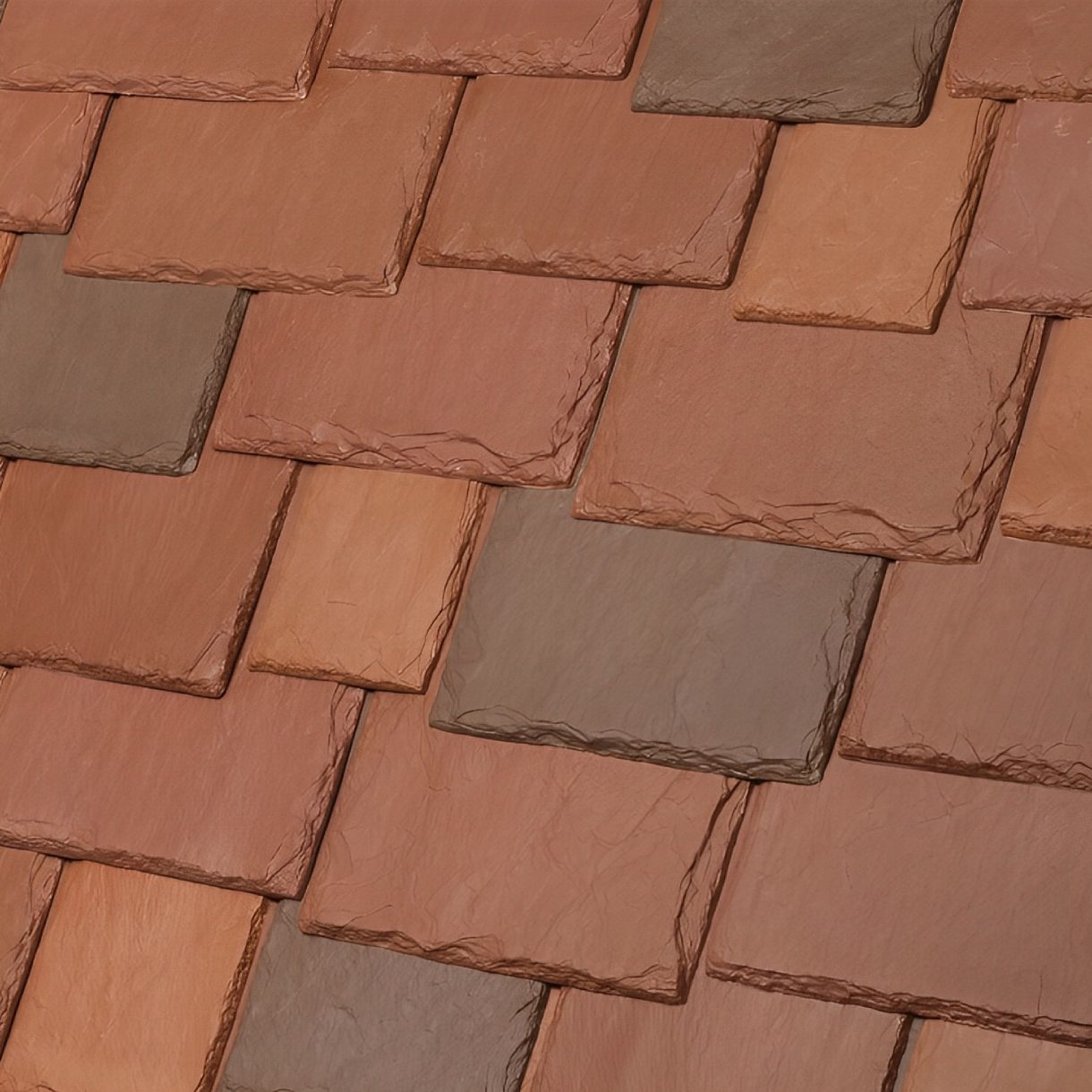 Roofing tiles in various earthy colors.