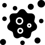 A black and white image of some dots on a green background
